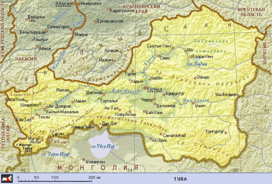 Карта тува на карте россии